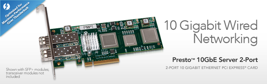 10 Gigabit Wired Networking - Presto 10GbE Server 2-Port