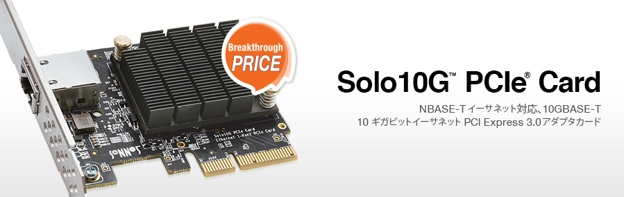 Solo10G PCIe Card: 10GBase-T 10 Gigabit Ethernet PCI Express 3.0 Adapter Card with NBASE-T Ethernet Support