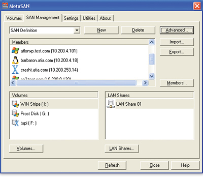 MetaSAN Window (Windows)