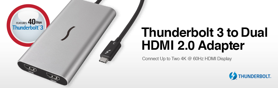 Thunderbolt 3-to-Dual HDMI 2.0 Adapter - Connect up to Two 4K Displays or One 5K Display