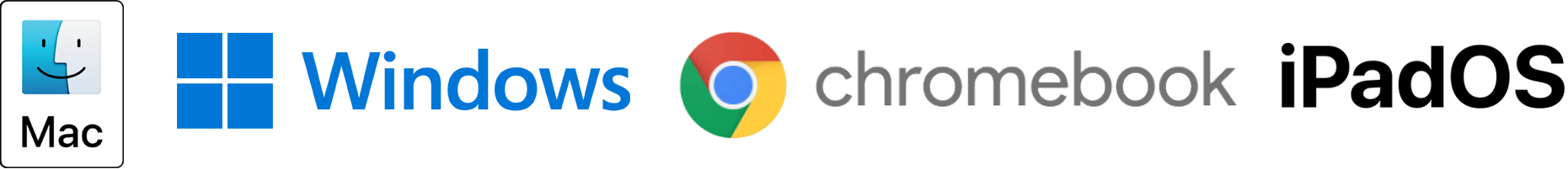 Mac, Windows, Chromebook, and iPadOS Logos