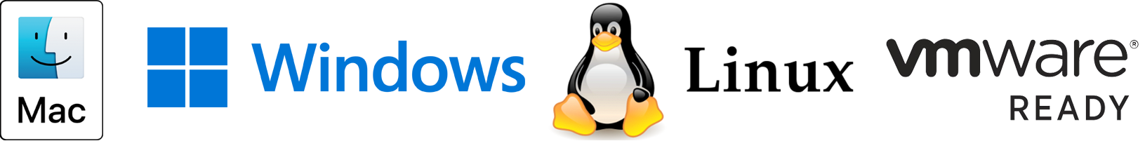 Mac, Windows, Linux, and VMWare Ready Logos
