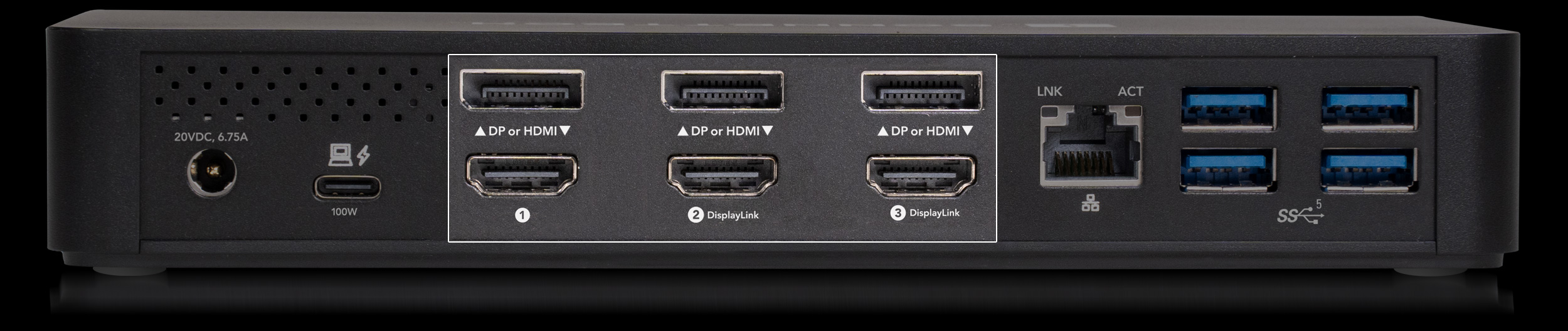 Echo 13 Dock HDMI and DP Ports