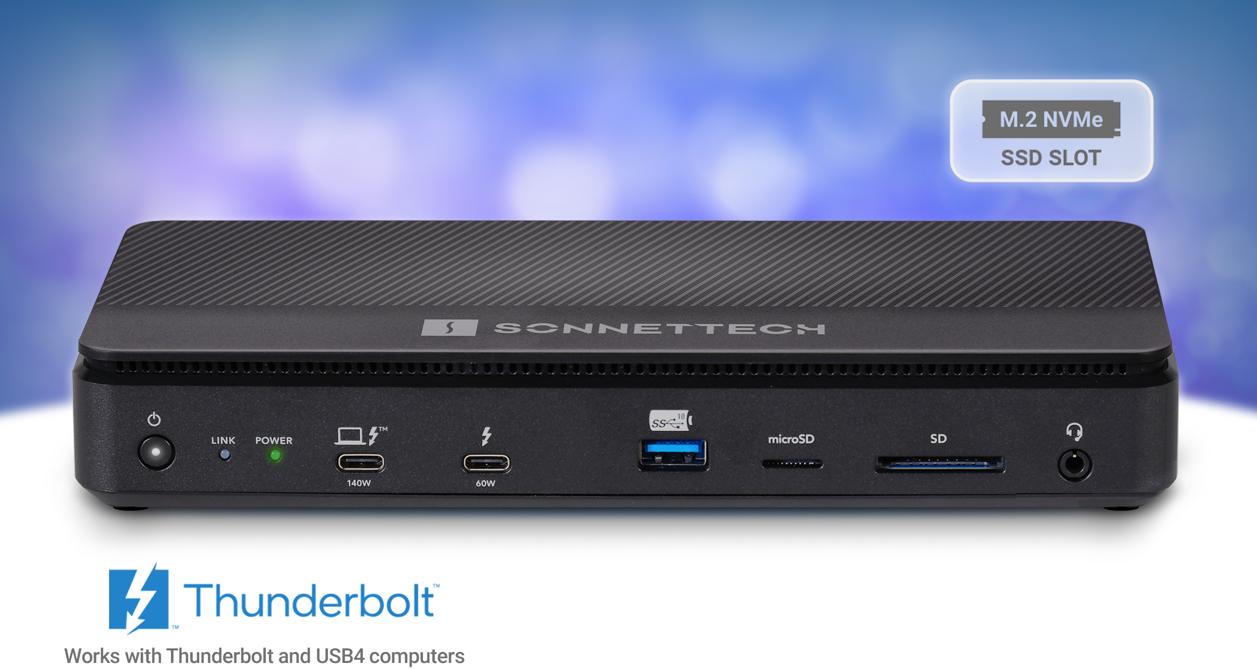 Front view of Echo 13 Thunderbolt 5 SSD Dock.