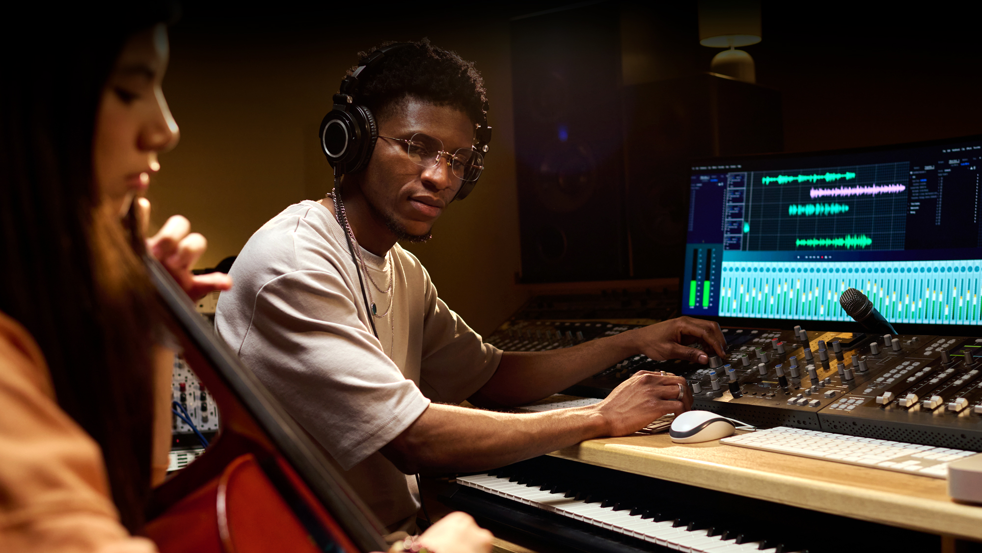 Musician in music studio.