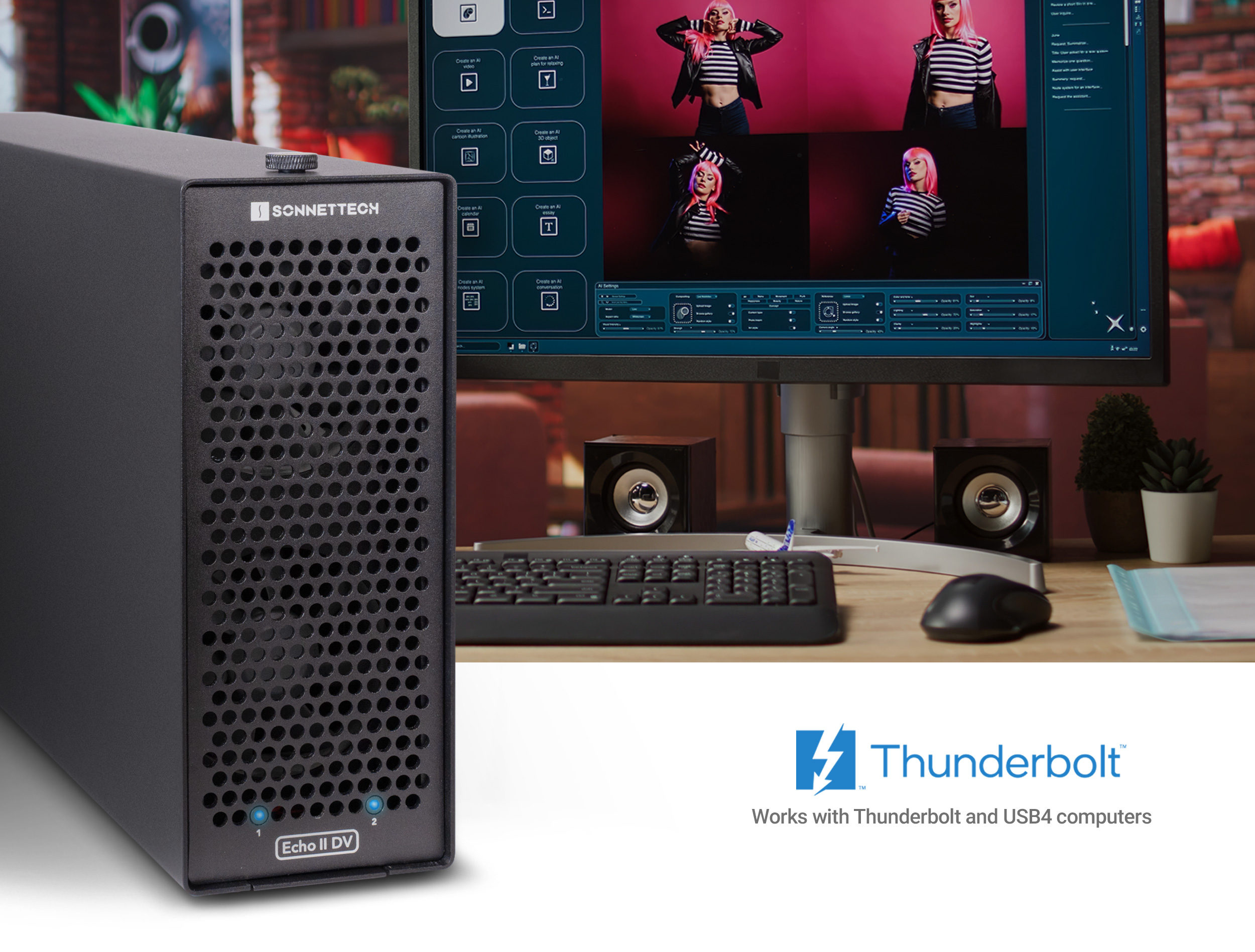 Front view of Echo II DV T5 Rackmount Thunderbolt 5 Expansion System.