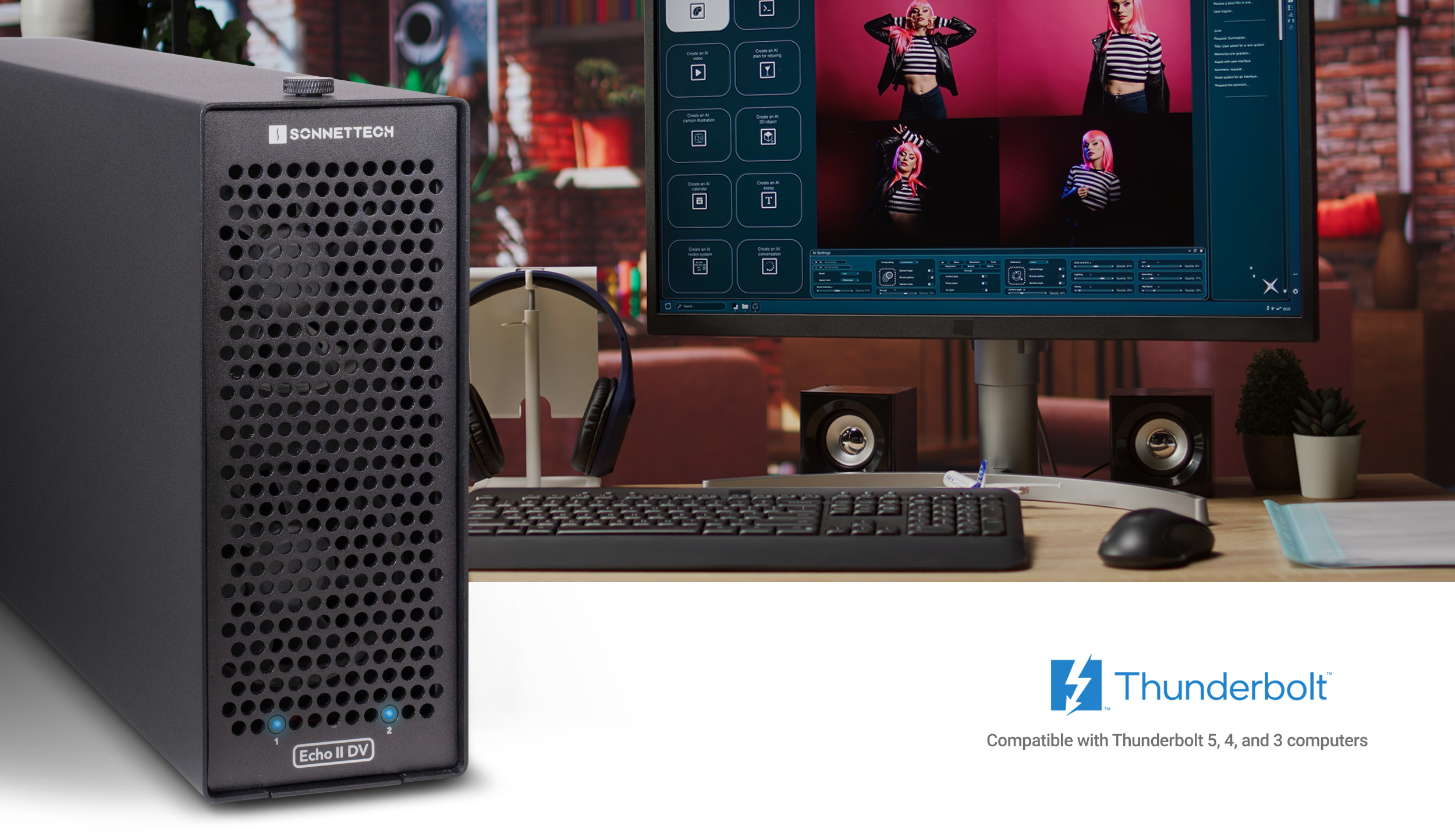 Front view of Echo II DV T5 Rackmount Thunderbolt 5 Expansion System.