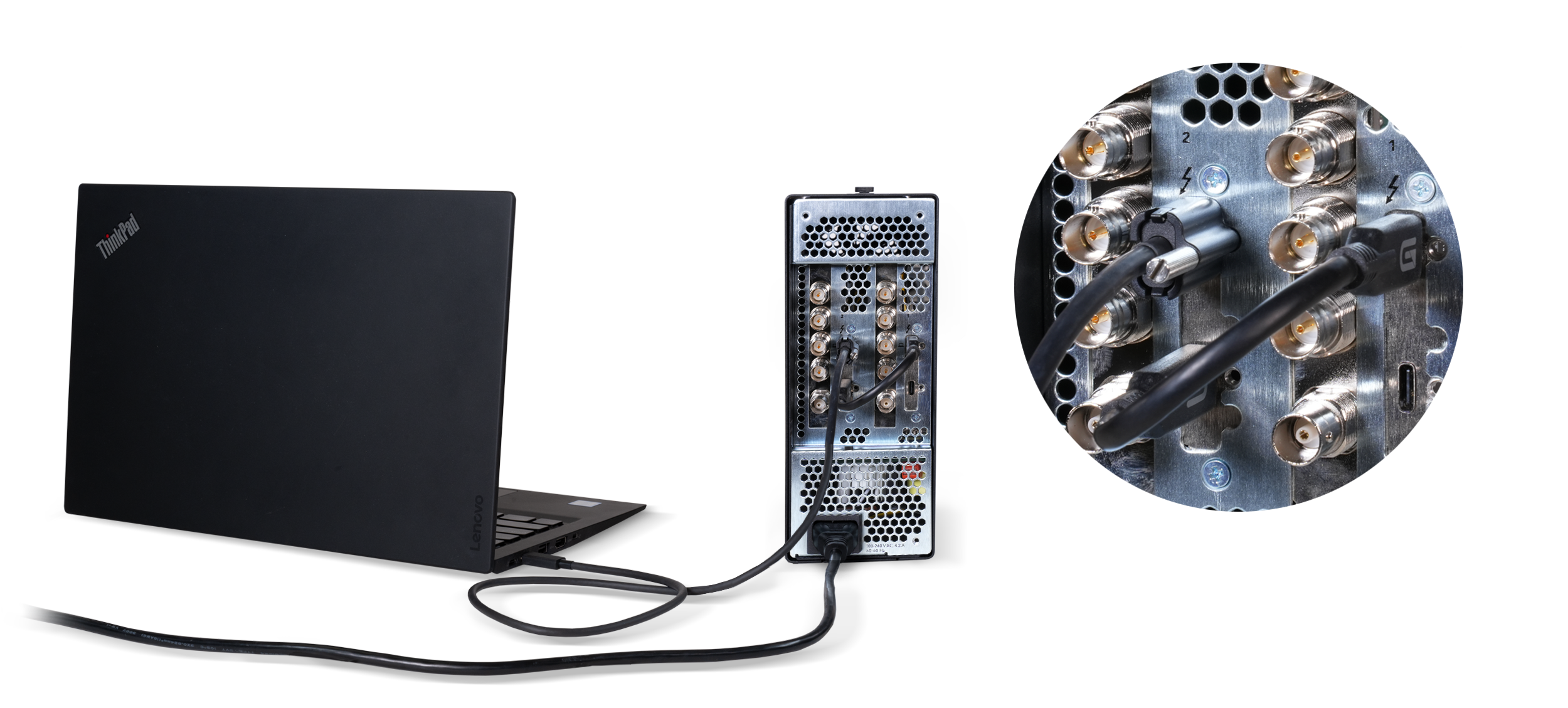 Single Thunderbolt port connection setup.