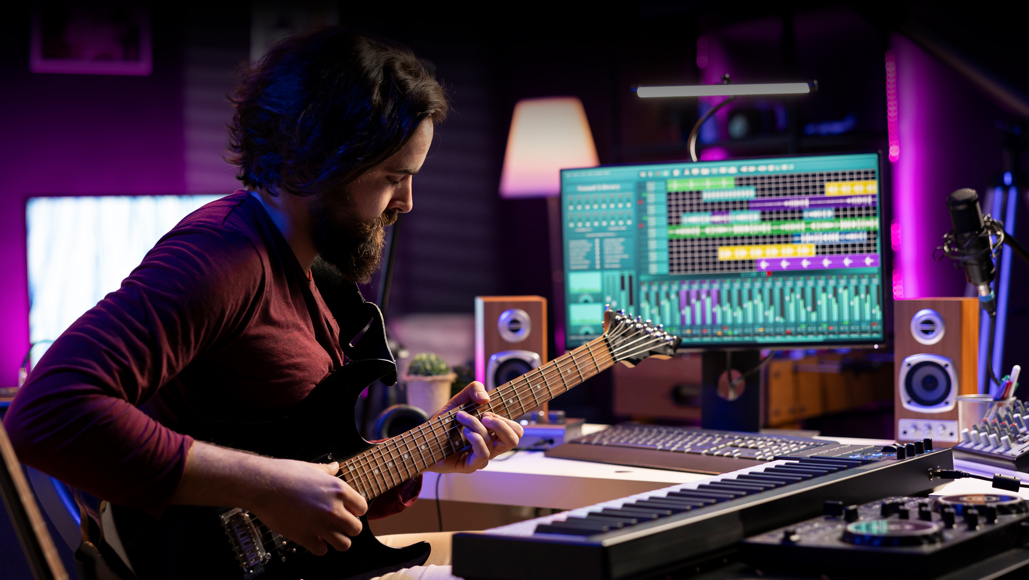 Musician in music studio.