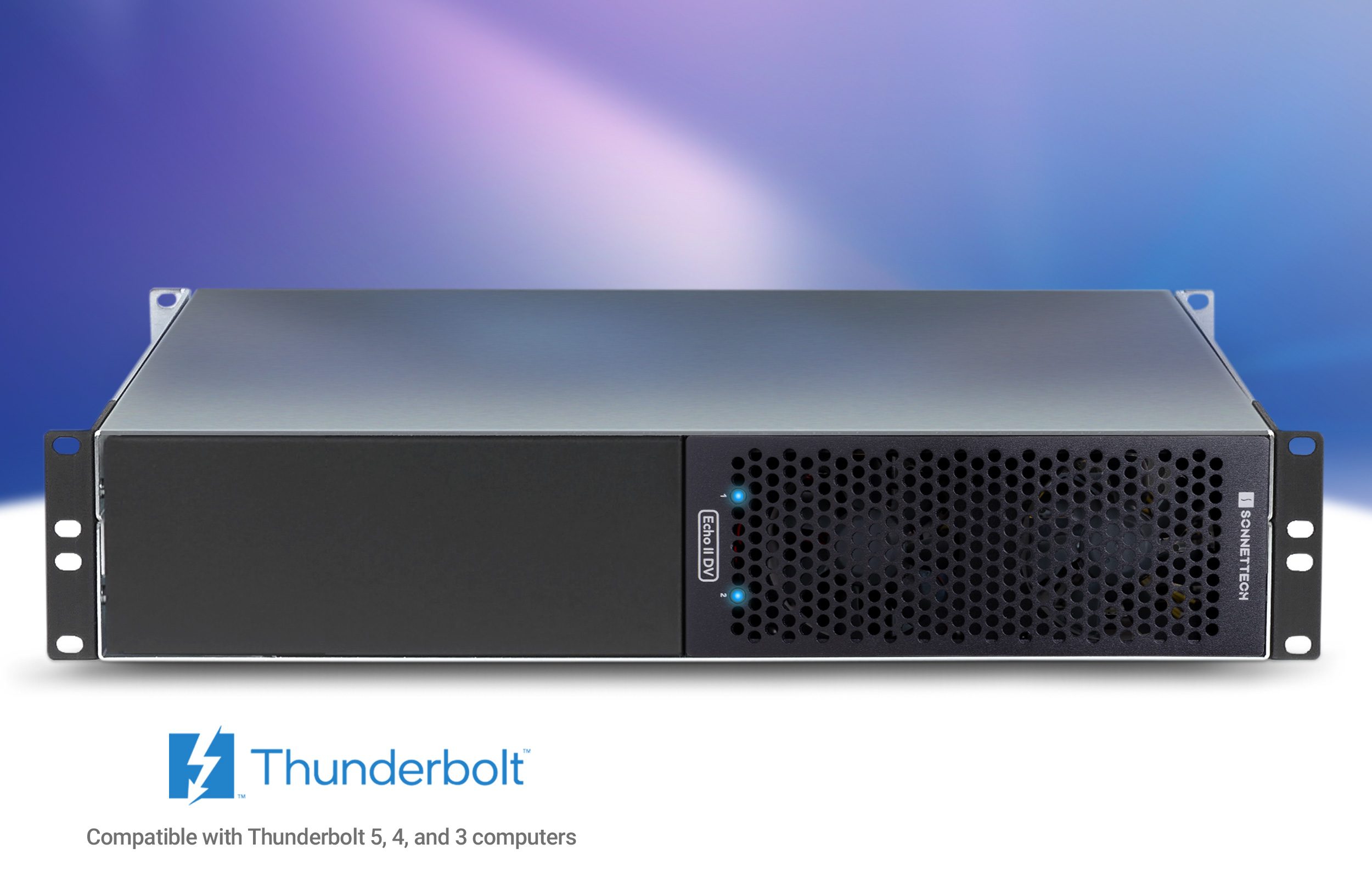 Front view of Echo II DV T5 Rackmount Thunderbolt 5 Expansion System.