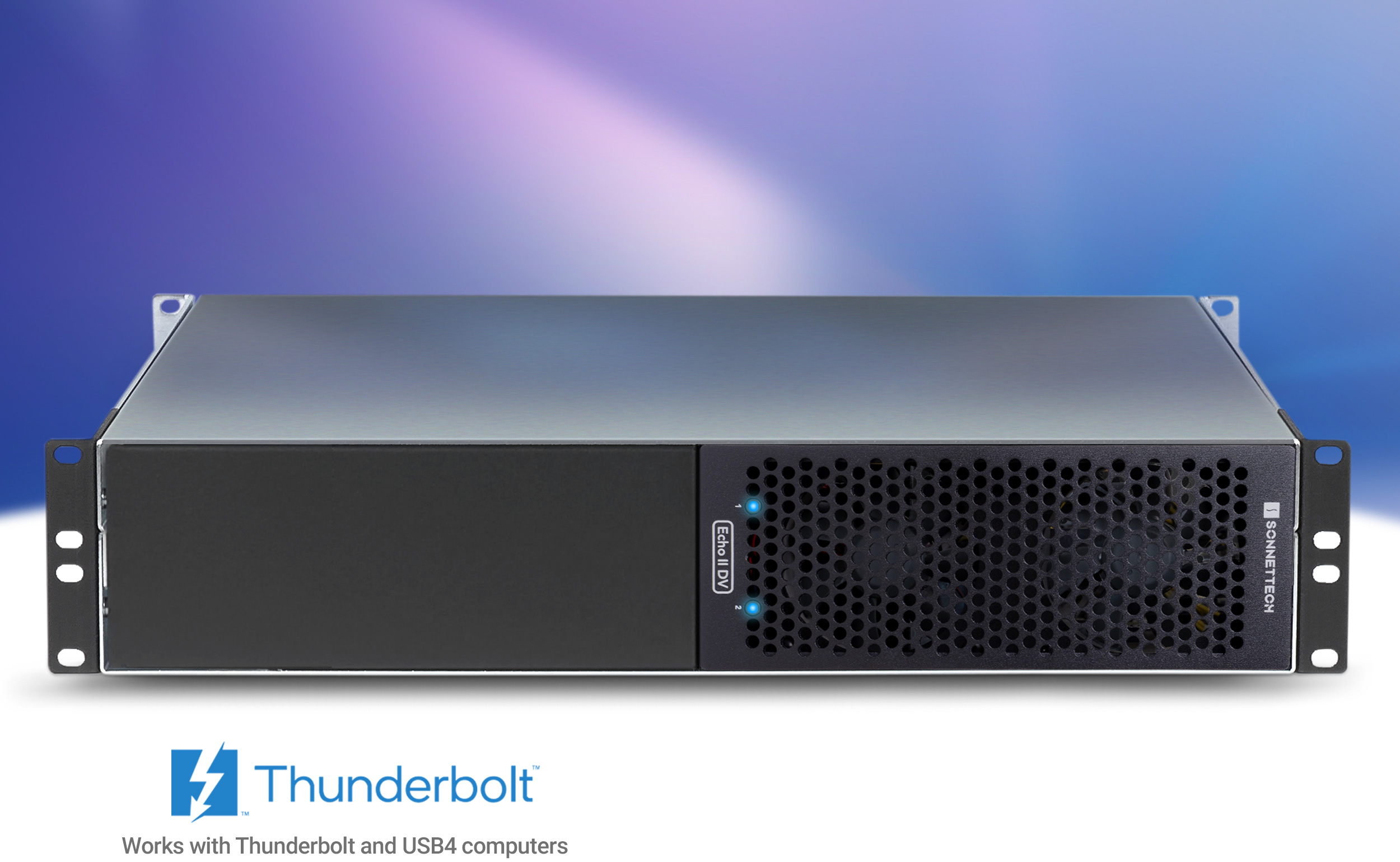 Front view of Echo II DV T5 Rackmount Thunderbolt 5 Expansion System.