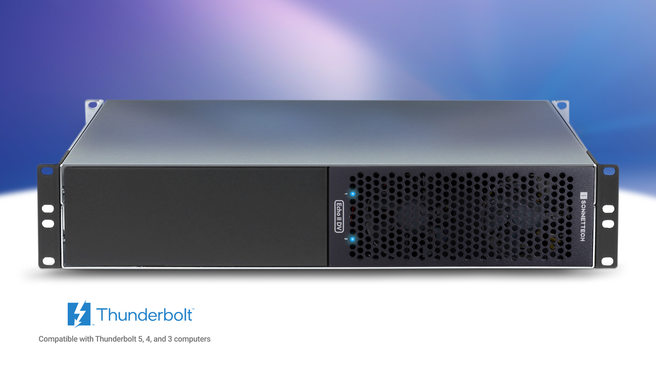 Front view of Echo II DV T5 Rackmount Thunderbolt 5 Expansion System.