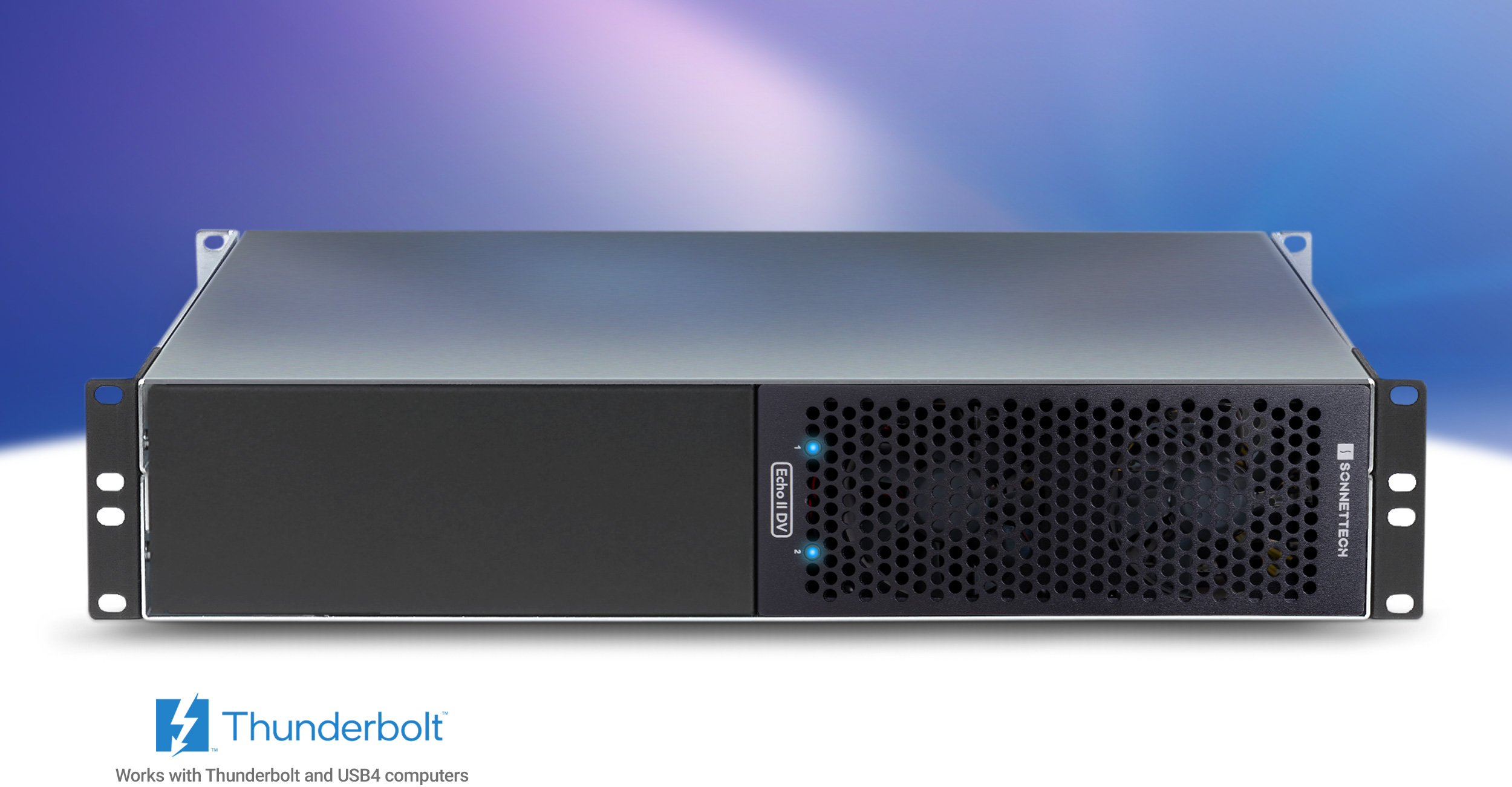 Front view of Echo II DV T5 Rackmount Thunderbolt 5 Expansion System.