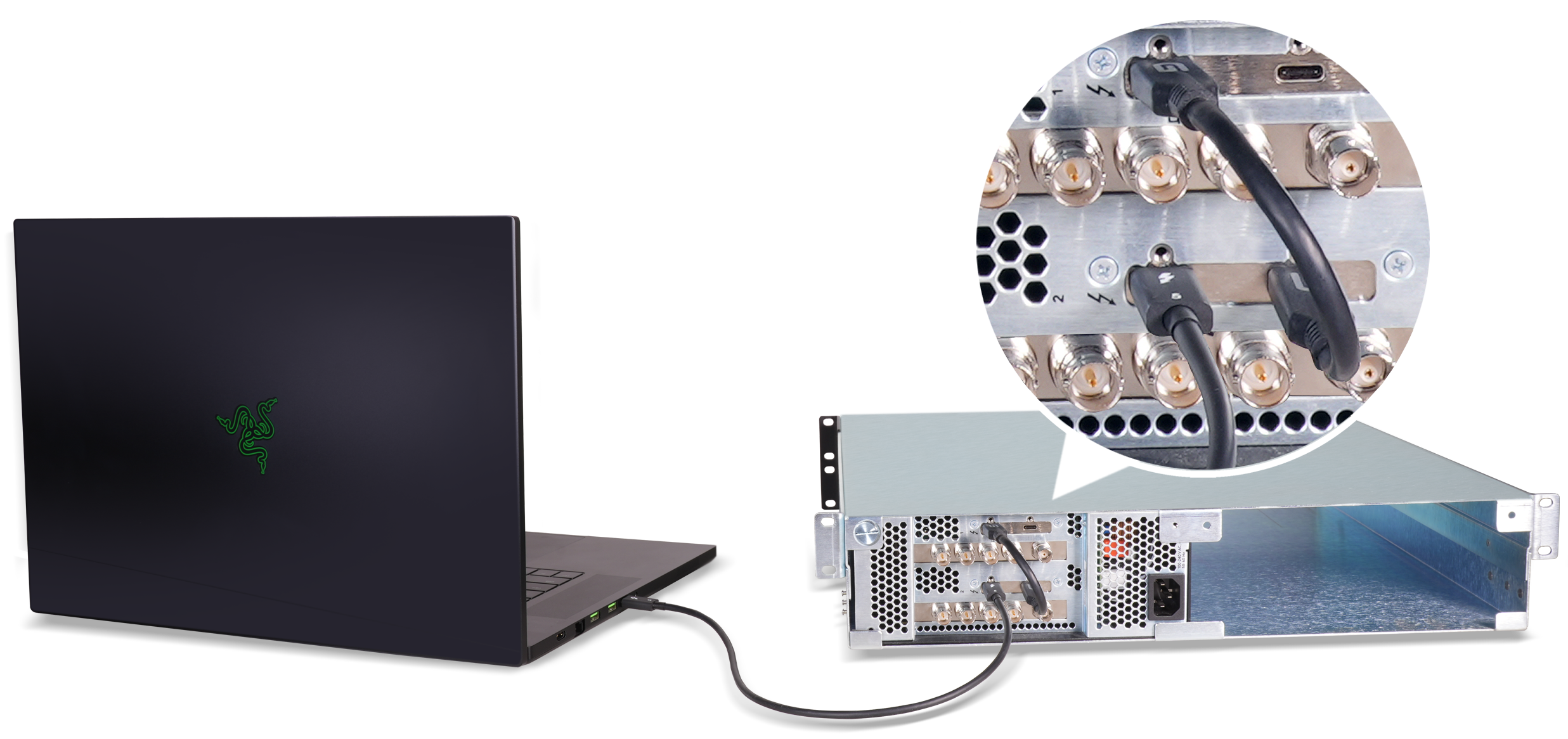 Single Thunderbolt port connection setup.