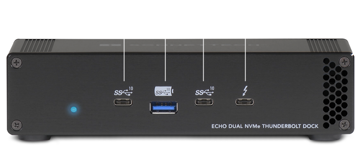 Sonnet Echo Dual NVMe Thunderbolt Dock Front Ports