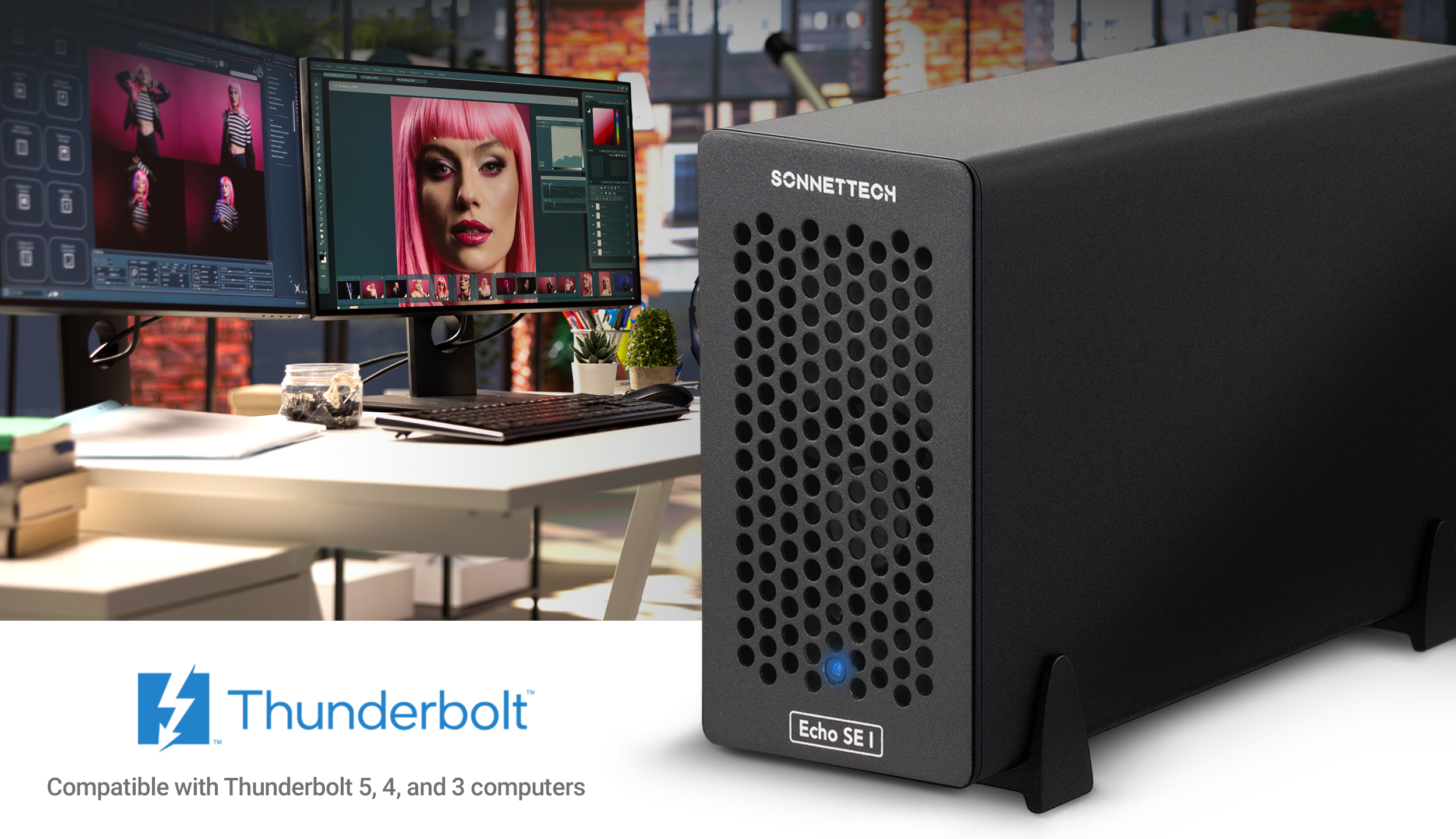 Echo SE I T5 Thunderbolt Expansion System profile hero photo with art studio in background.