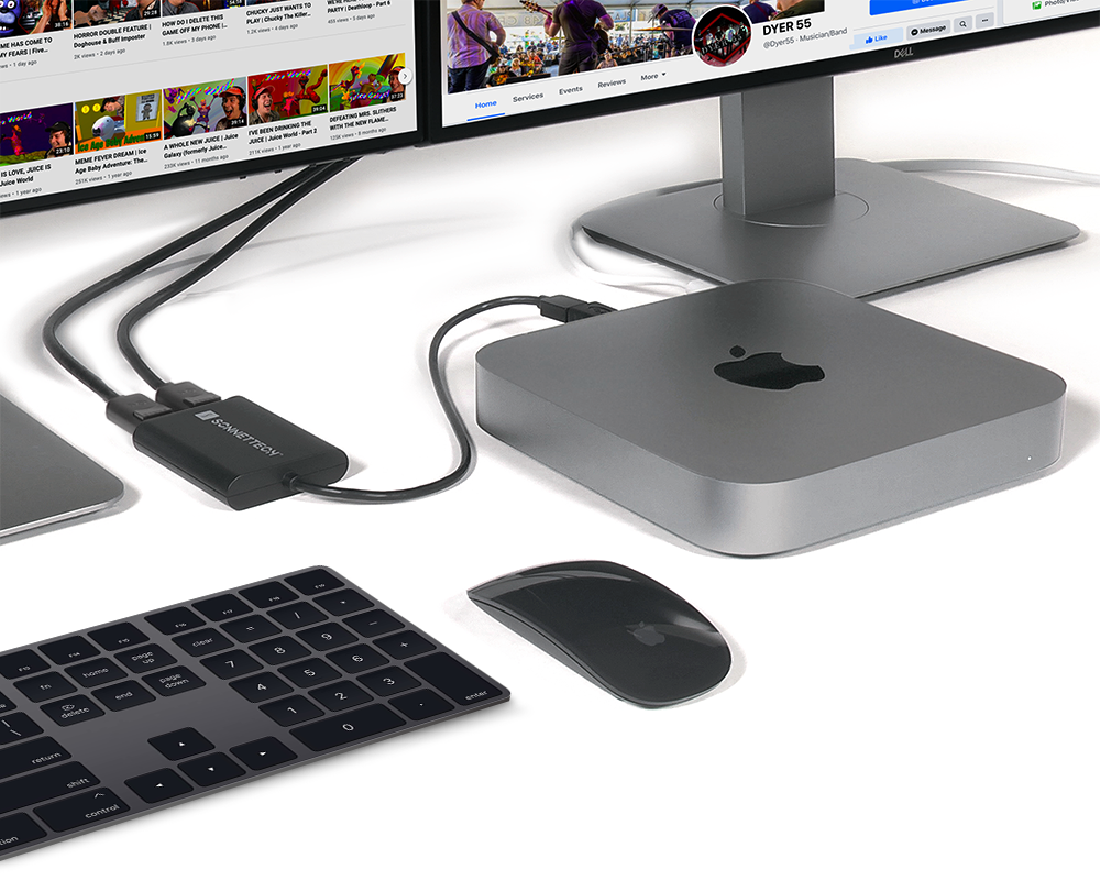 Two 4K HDMI Monitors Connected to M1 Mac mini with DisplayLink Dual DisplayPort Adapter for M1 Macs