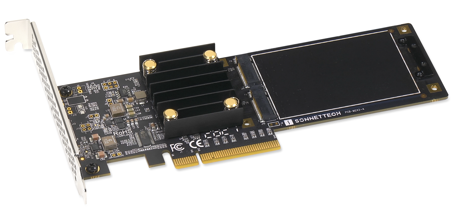Sonnet M.2 2x4 Low-profile PCIe Card without Heatsink and Installed SSDs