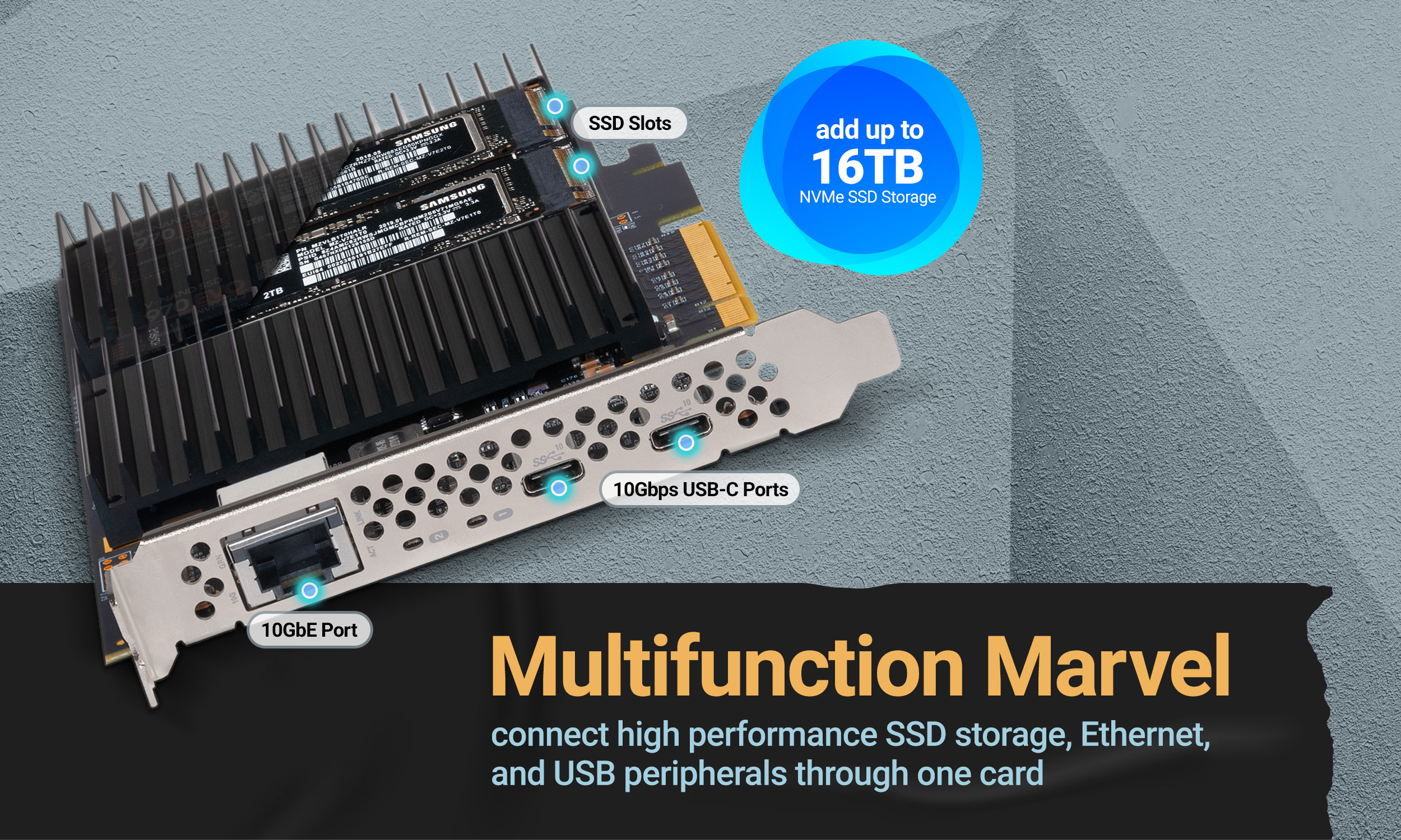 Multifunction Marvel - Connect High Performance SSD Storage, Ethernet, and USB Peripherals Through One Card