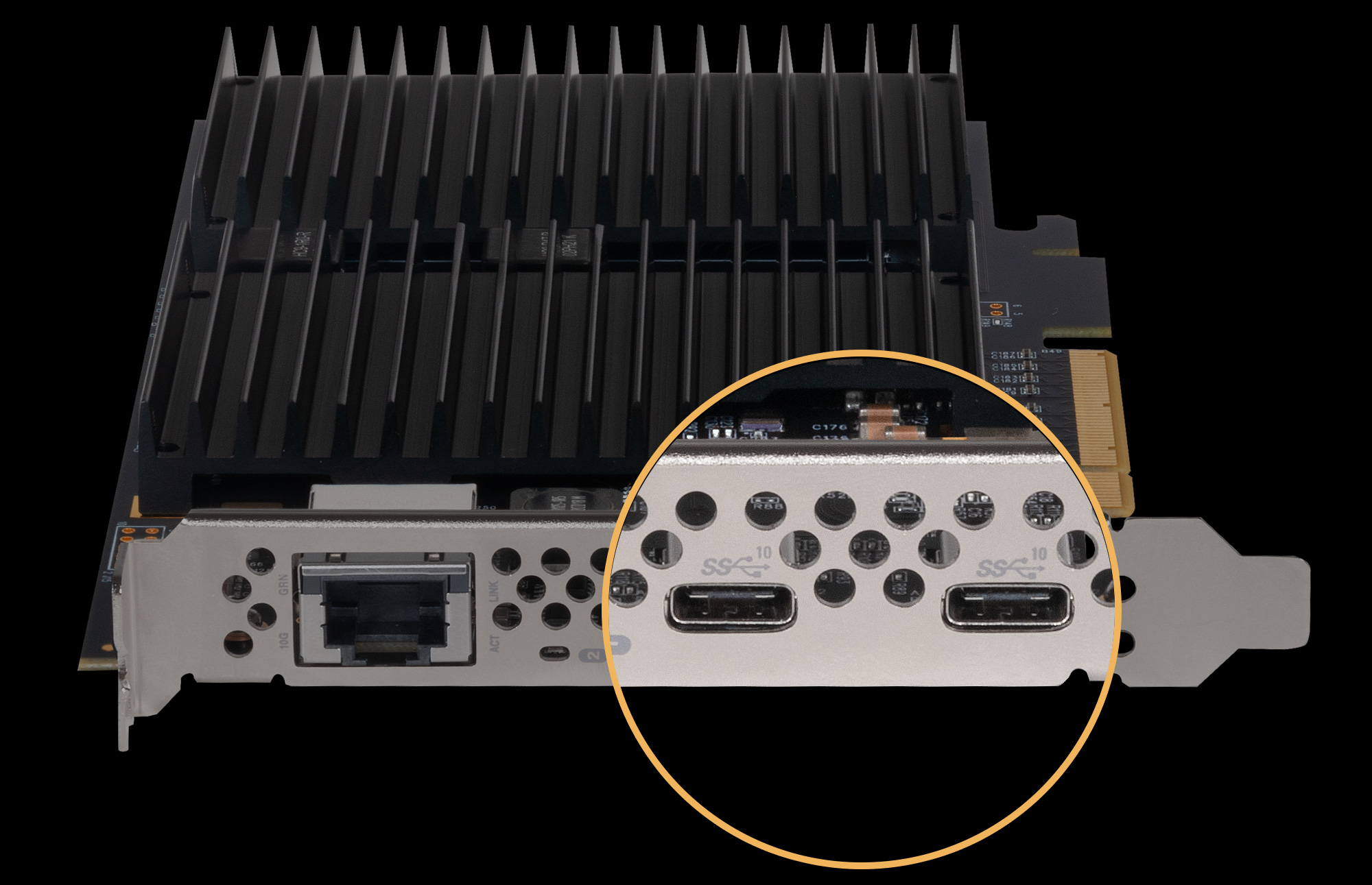 McFiver PCIe Card USB-C Ports