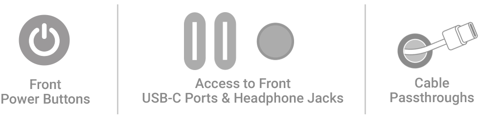Front Power Buttons and Front USB-A Ports