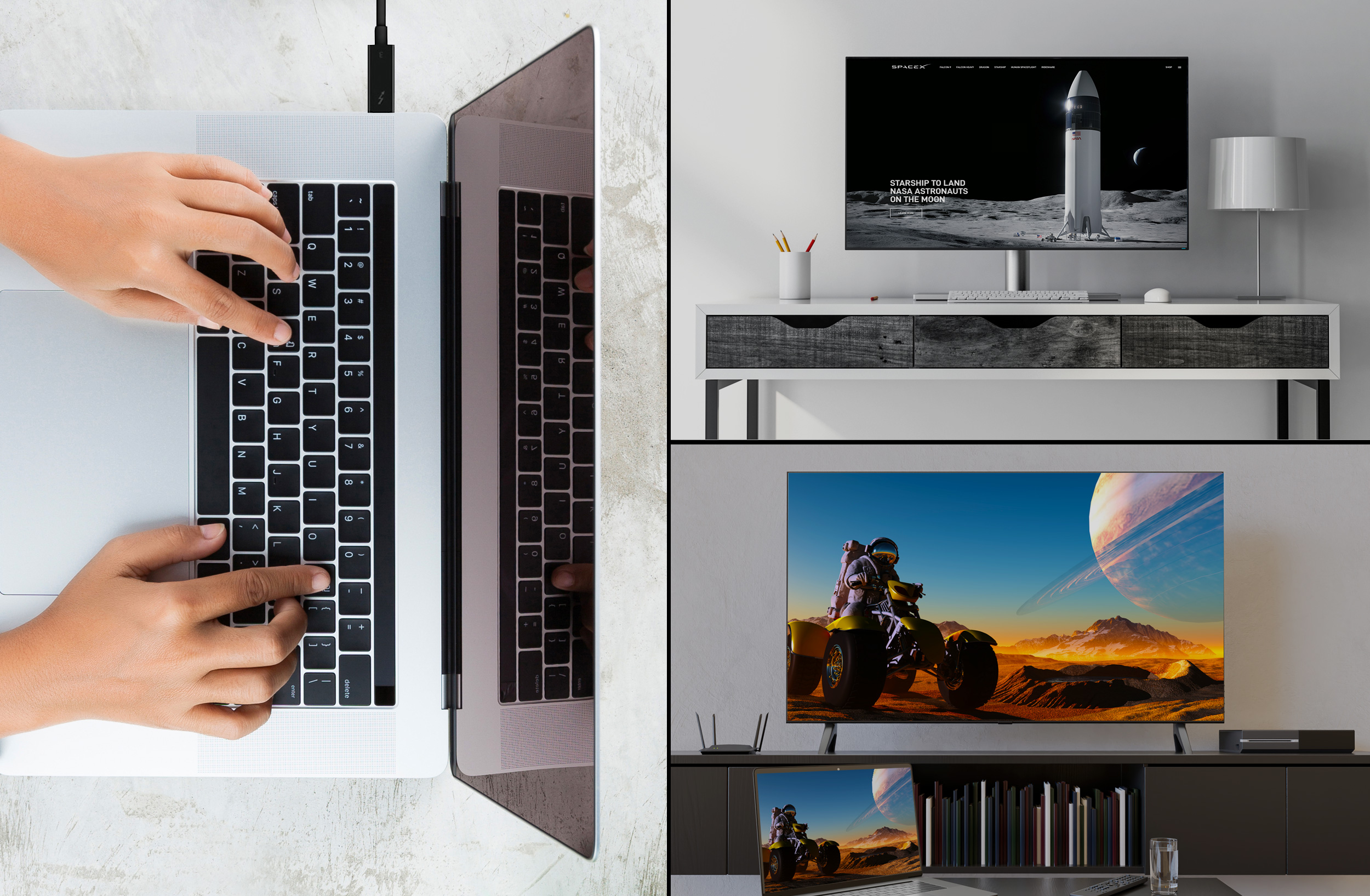 MacBook Pro Connected to External Display and TV