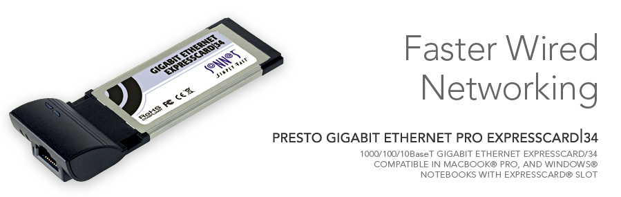 Presto Gigabit Ethernet Pro ExpressCard/34