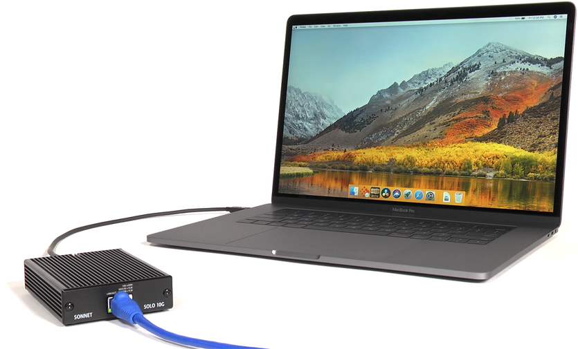 Solo10G 10GbE Connected to MacBook Pro