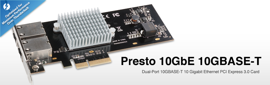Presto 10GbE 10GBase-T: Dual-Port 10GBase-T Gigabit Ethernet PCI Express 3.0 Card