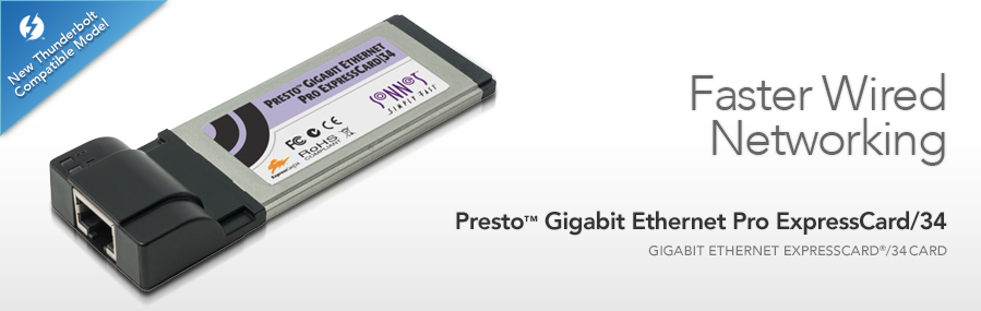 Presto Gigabit Ethernet Pro ExpressCard/34 Computer Card - Sonnet