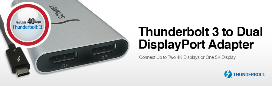 Thunderbolt 3-to-Dual DisplayPort Adapter - Connect up to Two 4K Displays or One 5K Display