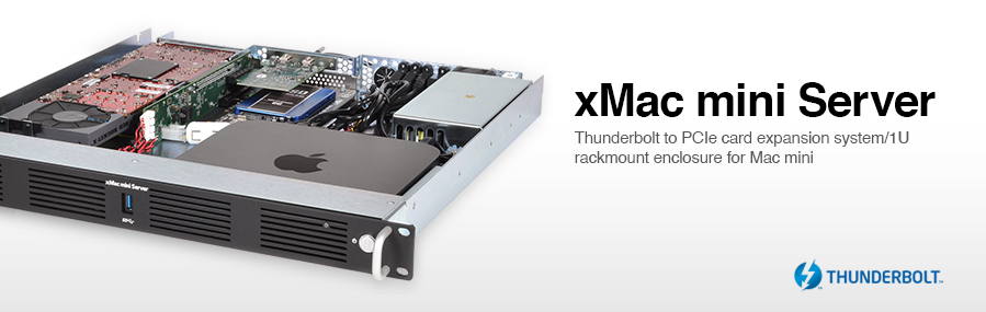 xMac mini Server - Thunderbolt to PCIe Card Expansion System/1U Rackmount Enclosure for Mac mini