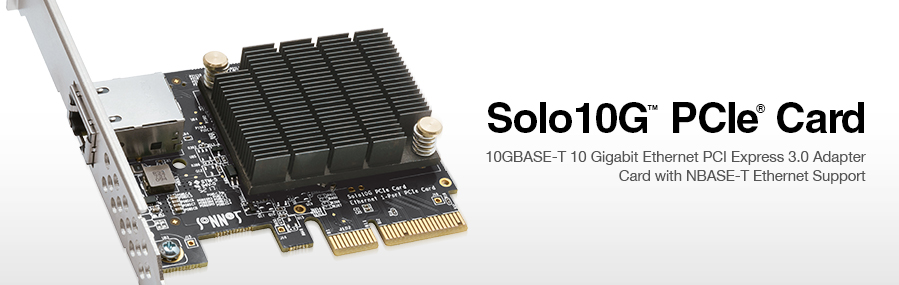 Solo10G PCIe Card: 10GBase-T 10 Gigabit Ethernet PCI Express 3.0 Adapter Card with NBASE-T Ethernet Support