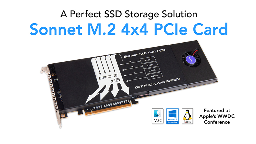 Sonnet M.2 2x4 PCIe 3.0 - Carte PCIe pour 2 SSD M.2 NVMe - Carte